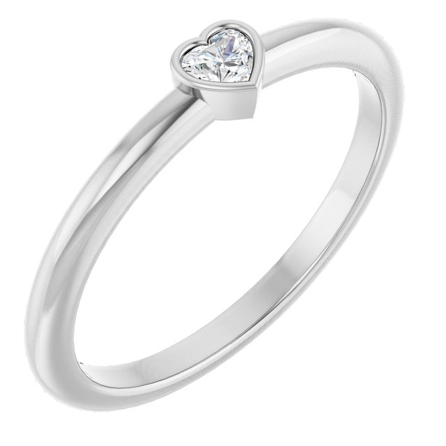 1/10 CTW Natural Diamond Heart Stackable Ring in 14K Gold & Platinum