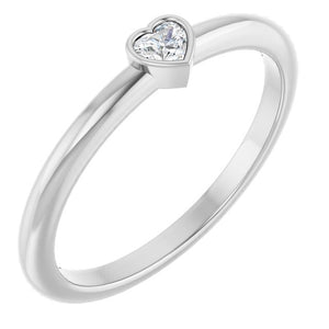 1/10 CTW Natural Diamond Heart Stackable Ring in 14K Gold & Platinum