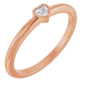 1/10 CTW Natural Diamond Heart Stackable Ring in 14K Gold & Platinum