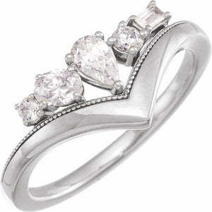14K Gold Lab-Grown Diamond Multi-Shape V-Ring