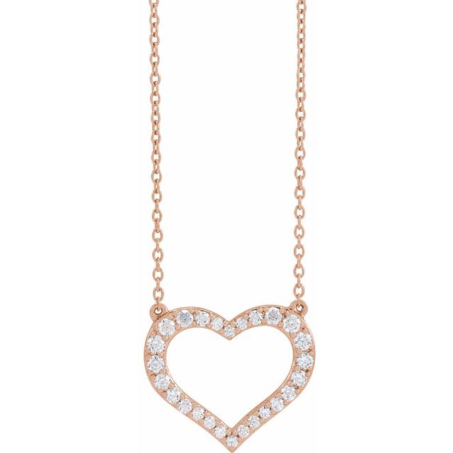 3/8 CTW Lab-Grown Radiant Diamond Heart Necklace in 14K Gold