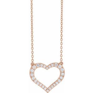 3/8 CTW Lab-Grown Radiant Diamond Heart Necklace in 14K Gold
