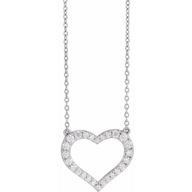 3/8 CTW Lab-Grown Radiant Diamond Heart Necklace in 14K Gold