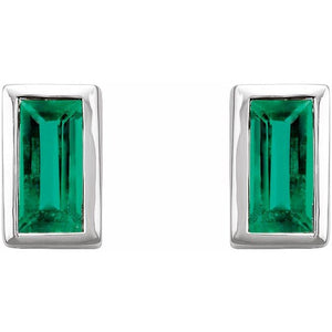 14K White Gold .07 CTW Natural Diamond Baguette Earrings
