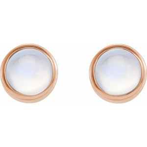 14K White Gold Natural Turquoise Bezel-Set Earrings