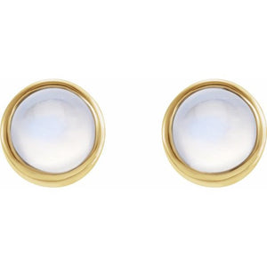 14K White Gold Natural Turquoise Bezel-Set Earrings