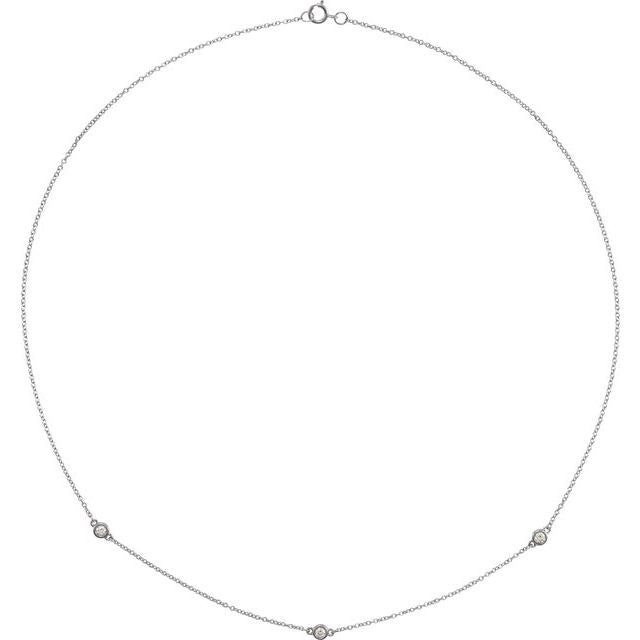 14K Yellow Gold 18" Necklace with 1/4 CTW Natural Diamonds - 5-Station Design