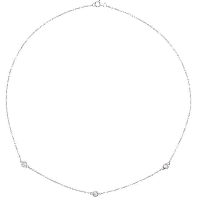 14K Yellow Gold 18" Necklace with 1/4 CTW Natural Diamonds - 5-Station Design