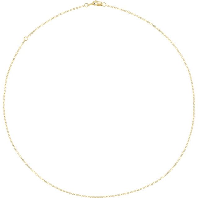 14K Yellow Gold Adjustable 1.3 mm Cable Chain, 16-18 Inch