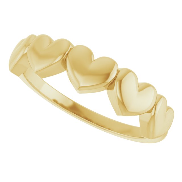 14K Yellow Gold Connected Heart Ring – Elegant Love Symbol