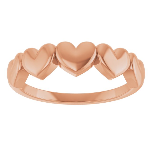 14K Yellow Gold Connected Heart Ring – Elegant Love Symbol