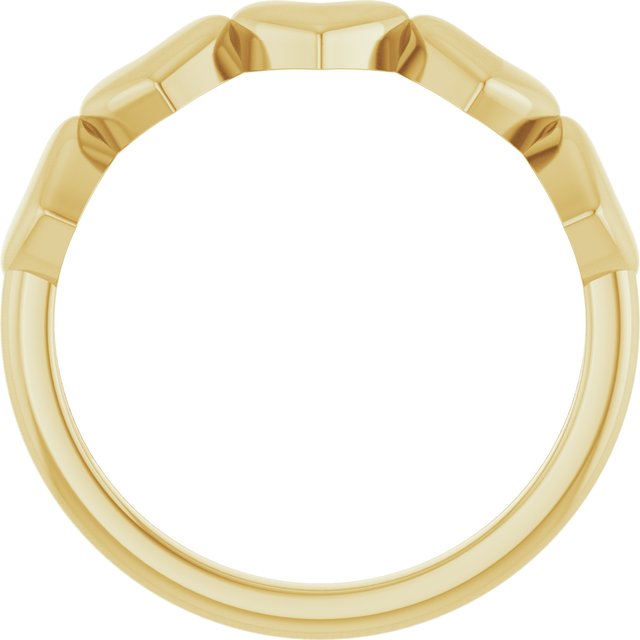 14K Yellow Gold Connected Heart Ring – Elegant Love Symbol