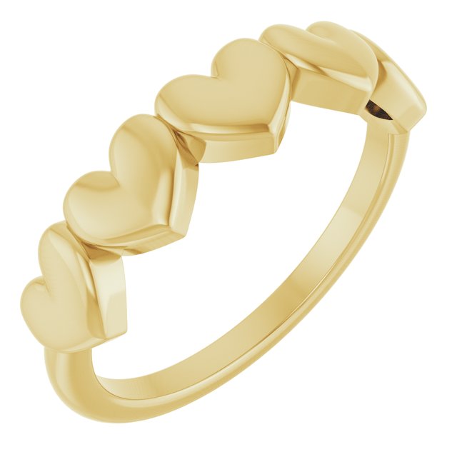 14K Yellow Gold Connected Heart Ring – Elegant Love Symbol