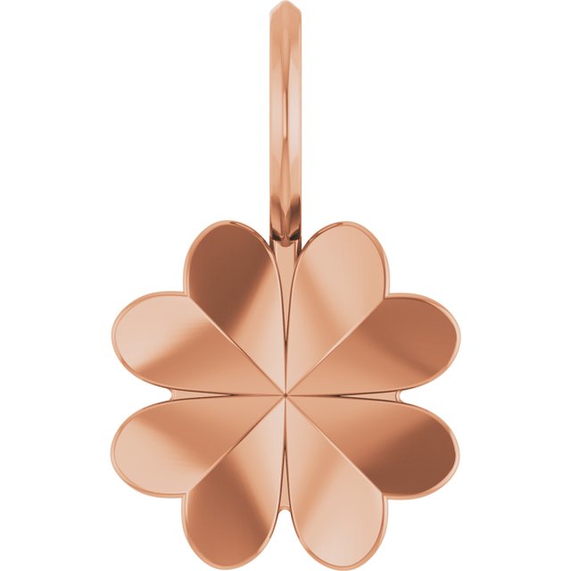 14K Gold Four Leaf Clover Charm Pendant