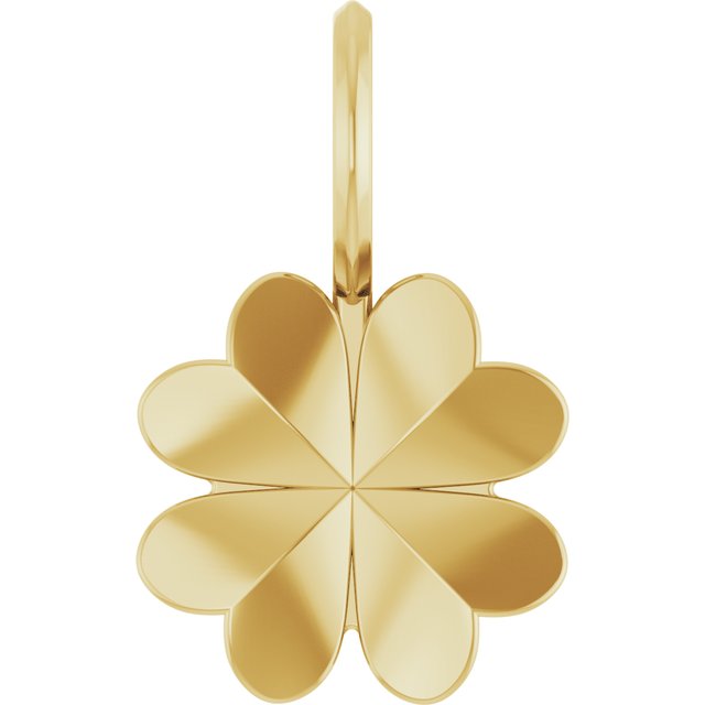 14K Gold Four Leaf Clover Charm Pendant