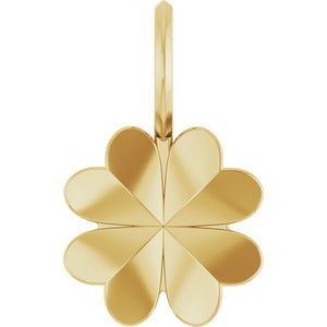 14K Gold Four Leaf Clover Charm Pendant