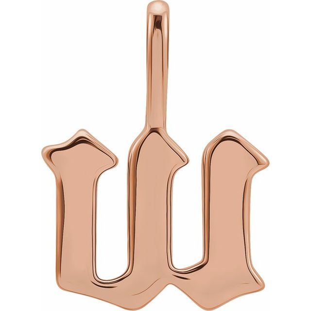 Gothic Initial Charm Pendant in 14K Gold with Multiple Design Options