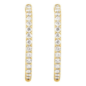 14K White Gold 6 1/4 CTW Diamond Inside-Outside Hinged Hoop Earrings