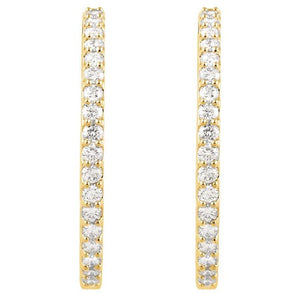 14K White Gold 6 1/4 CTW Diamond Inside-Outside Hinged Hoop Earrings