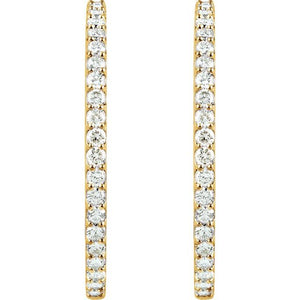 14K White Gold 6 1/4 CTW Diamond Inside-Outside Hinged Hoop Earrings