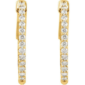 14K White Gold 6 1/4 CTW Diamond Inside-Outside Hinged Hoop Earrings