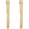 14K White 1/4 CTW Natural Diamond Inside-Outside 14.5 mm Hinged Hoop Earrings