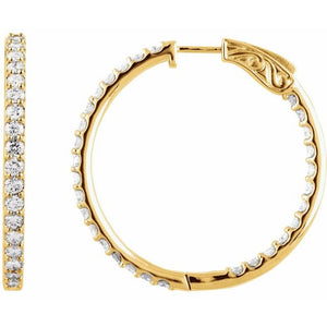 1 CTW Lab-Grown Diamond Inside-Outside Hoop Earrings in 14K Gold