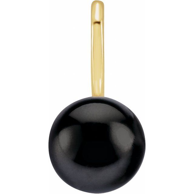 14K Gold Black Akoya Cultured Pearl Charm Pendant