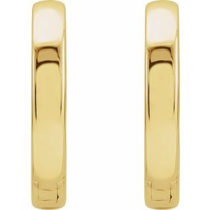 14K Yellow Gold 16 mm Polished Hinged Hoop Earrings