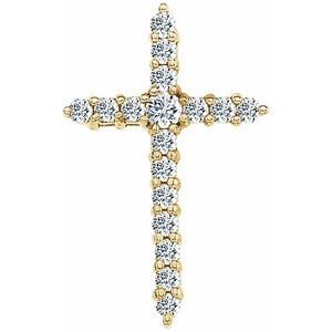 14K Gold Natural Diamond Cross Pendant