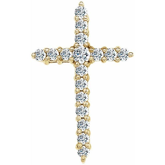 14K Gold Natural Diamond Cross Pendant