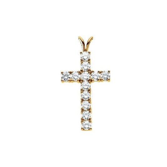 14K Gold Natural Diamond Cross Pendant - Options Available