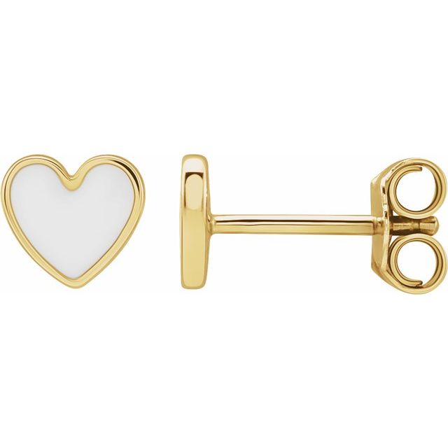 14K Gold Heart Stud Earrings - Options Available