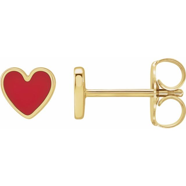14K Gold Heart Stud Earrings - Options Available