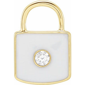14K Gold Lock Charm Pendant - Options Available