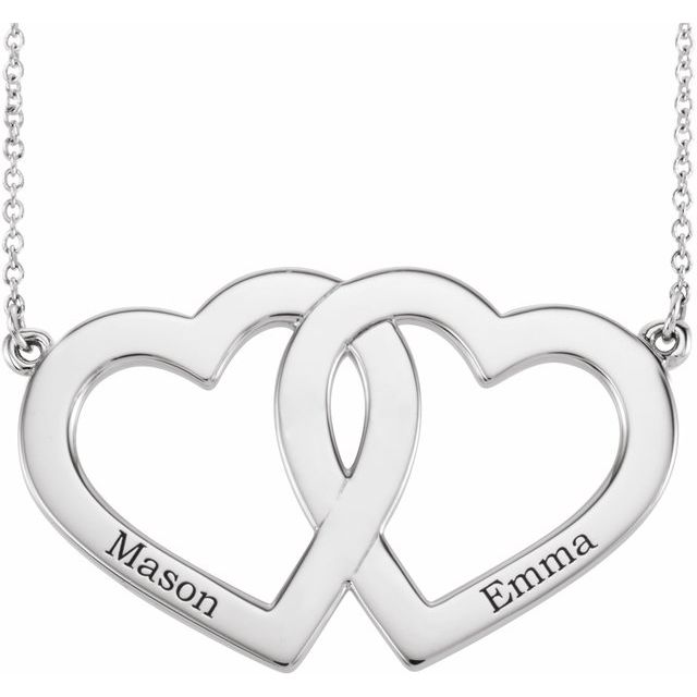 14K Gold Engravable Double Heart Necklace