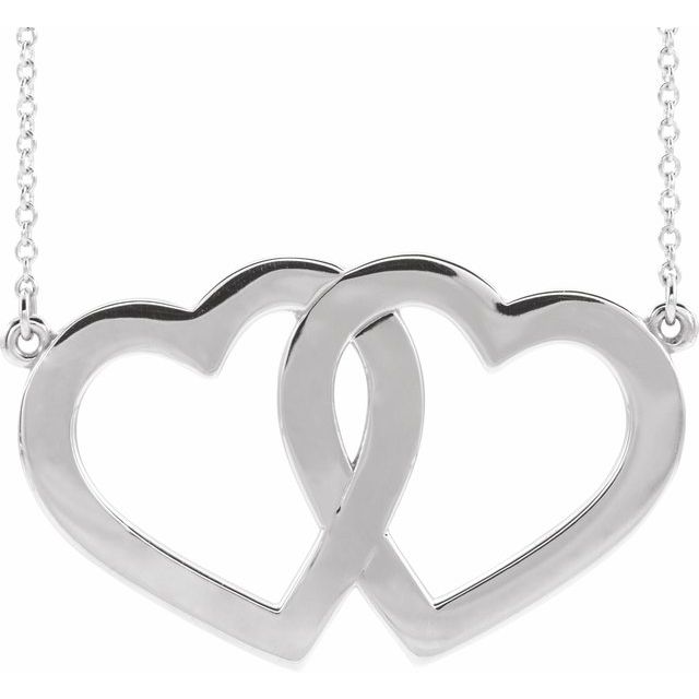 14K Gold Engravable Double Heart Necklace