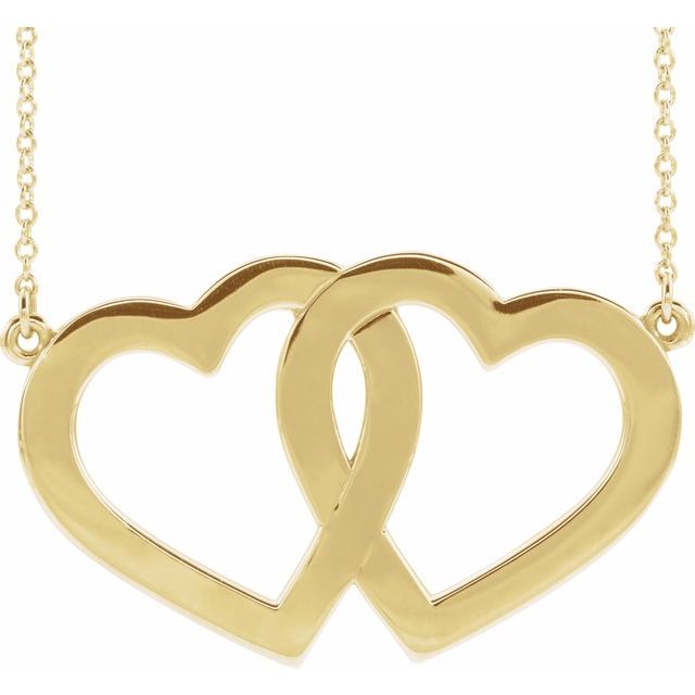 14K Gold Engravable Double Heart Necklace