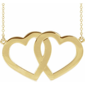 14K Gold Engravable Double Heart Necklace