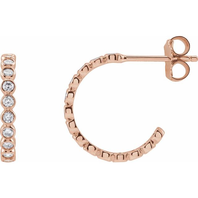 14K Gold Natural Diamond Hoop Earrings - Options Available