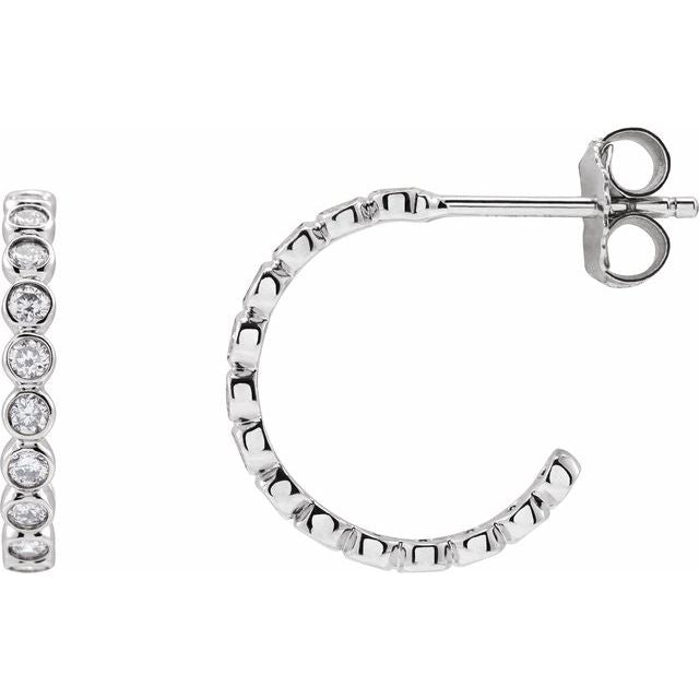 14K Gold Natural Diamond Hoop Earrings - Options Available