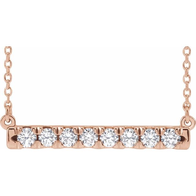 14K Yellow Gold 18" Lab-Grown Diamond French-Set Bar Necklace