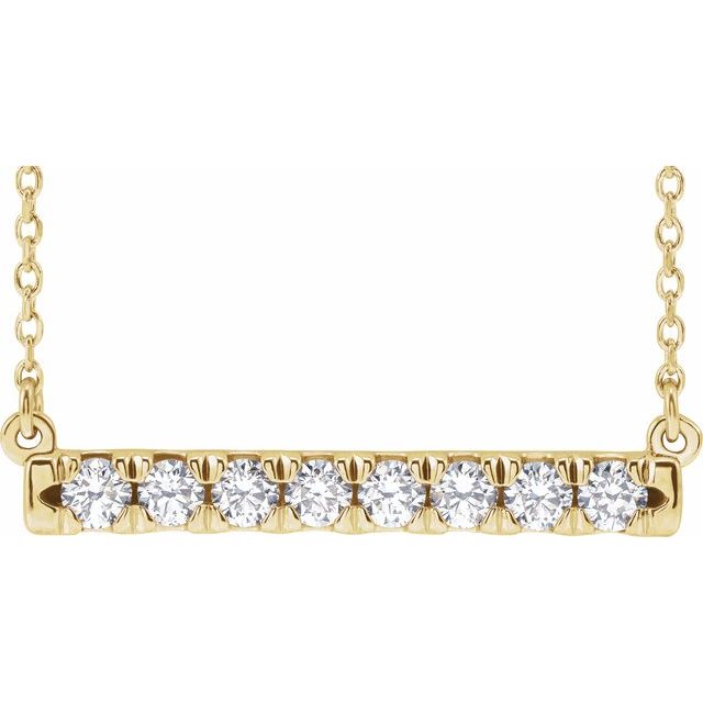 14K Yellow Gold 18" Lab-Grown Diamond French-Set Bar Necklace