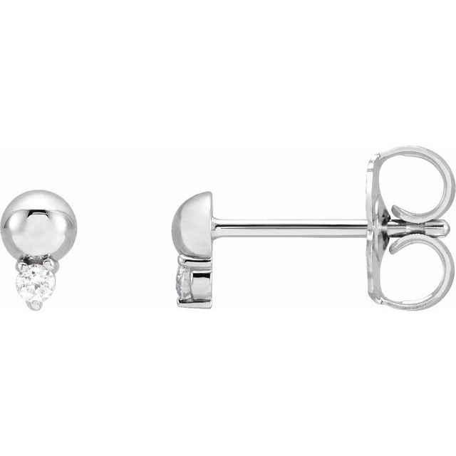 14K Gold Natural Diamond Solitaire Bead Earrings