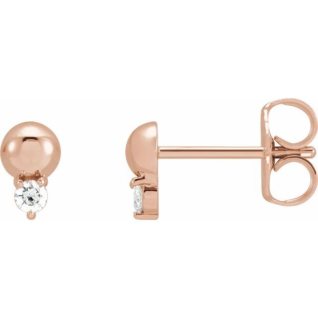 14K Gold Natural Diamond Solitaire Bead Earrings