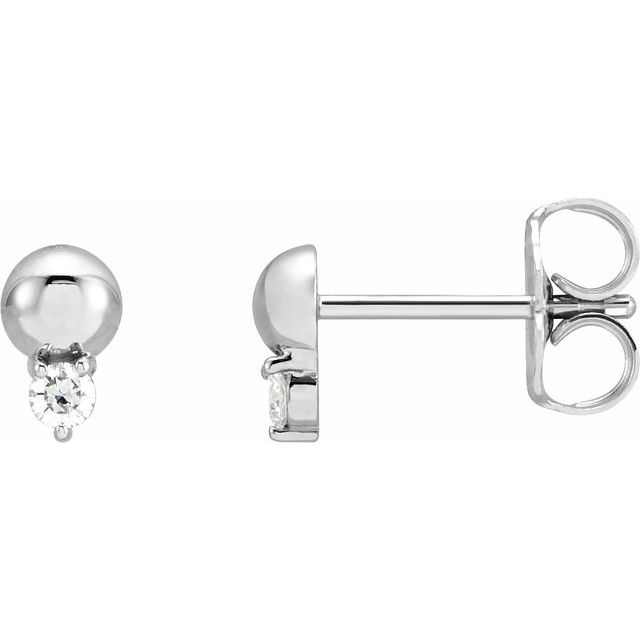 14K Gold Natural Diamond Solitaire Bead Earrings