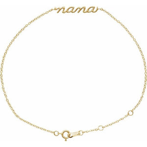 Lowercase Script Nana Bracelet in 14K Gold & Platinum