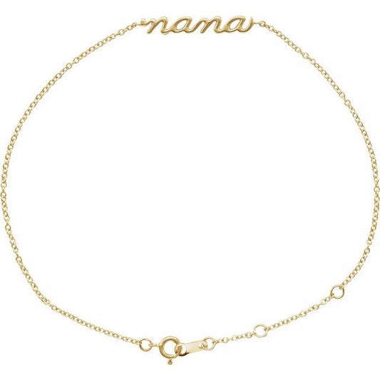 Lowercase Script Nana Bracelet in 14K Gold & Platinum