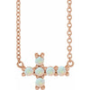 14K White Gold Natural Turquoise Sideways Cross Necklace - Elegant Design