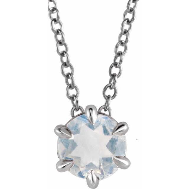 Natural Aquamarine Round Solitaire Necklace in 14K Gold, Sterling Silver & Platinum